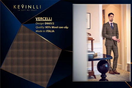 D665/2 Vercelli CVM - Vải Suit 95% Wool - Xám Caro Nâu